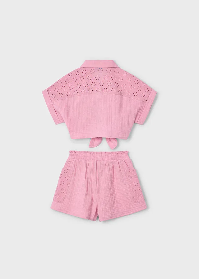 Conjunto short perforado