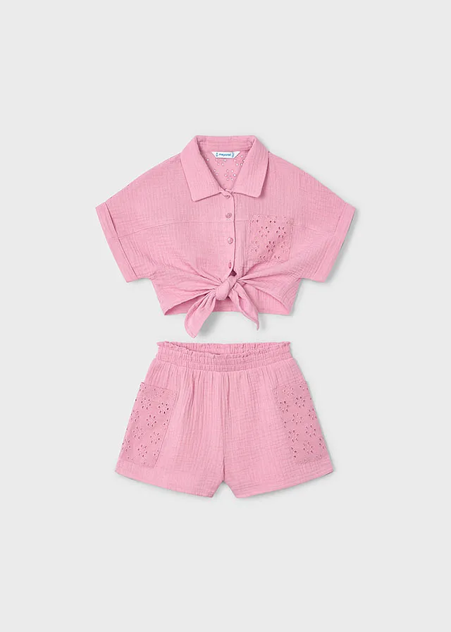 Conjunto short perforado