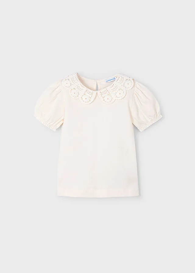 Franela m/c cuello crochet