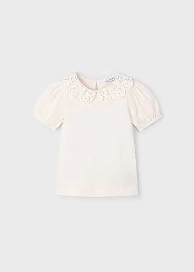 Franela m/c cuello crochet
