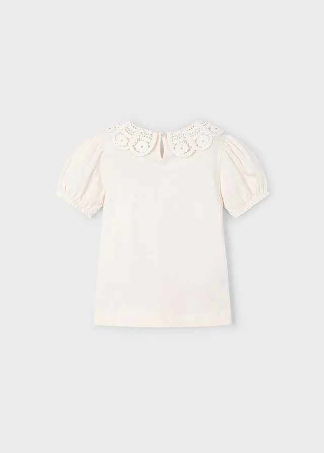 Franela m/c cuello crochet