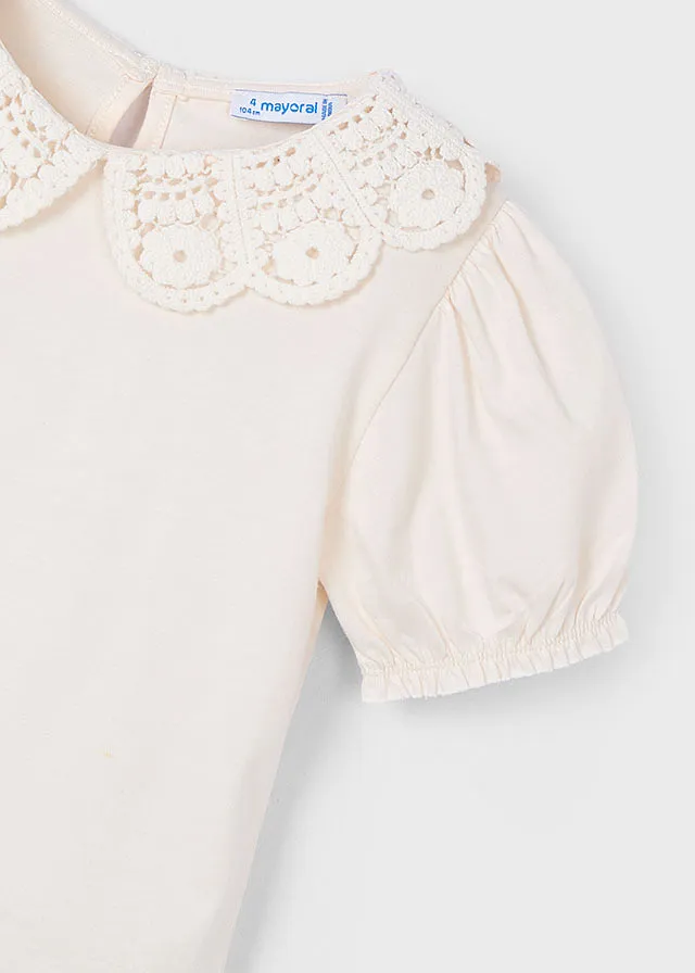 Franela m/c cuello crochet