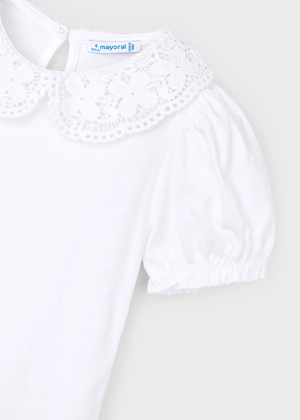 Franela m/c cuello crochet