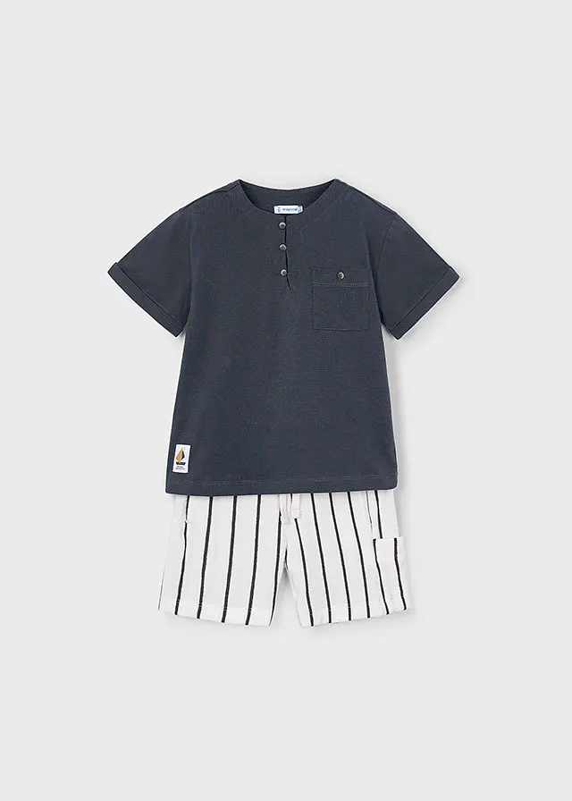 Conjunto punto bermuda rayas