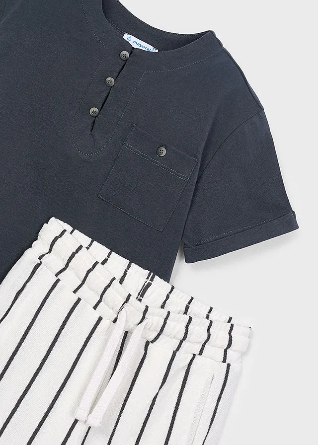 Conjunto punto bermuda rayas
