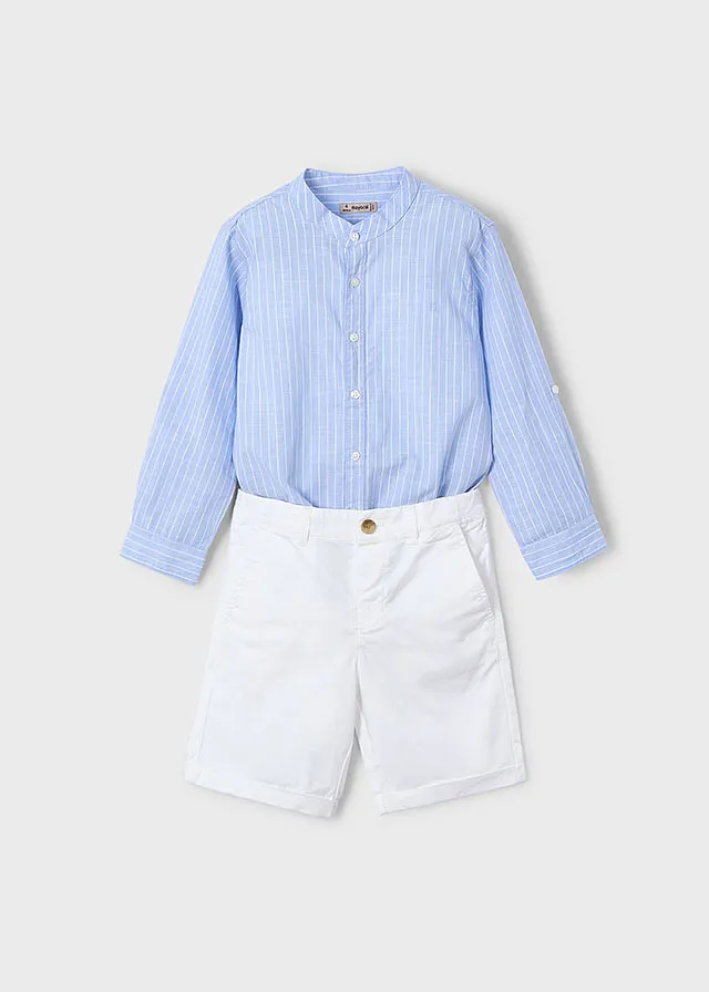 Conjunto bermuda camisa manga larga c/mao