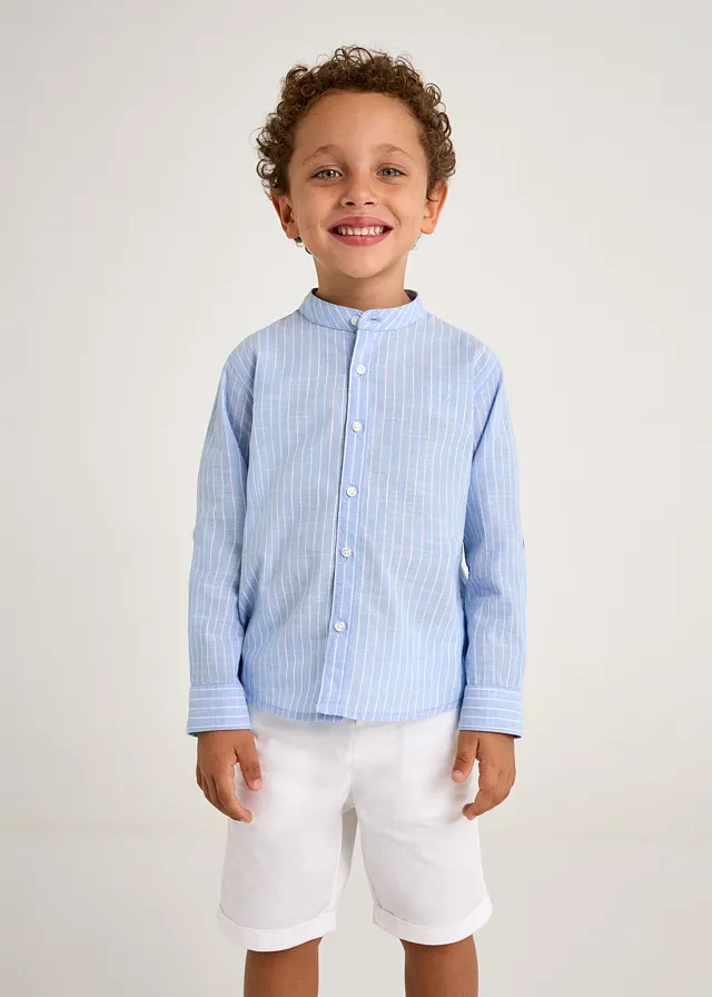 Conjunto bermuda camisa manga larga c/mao