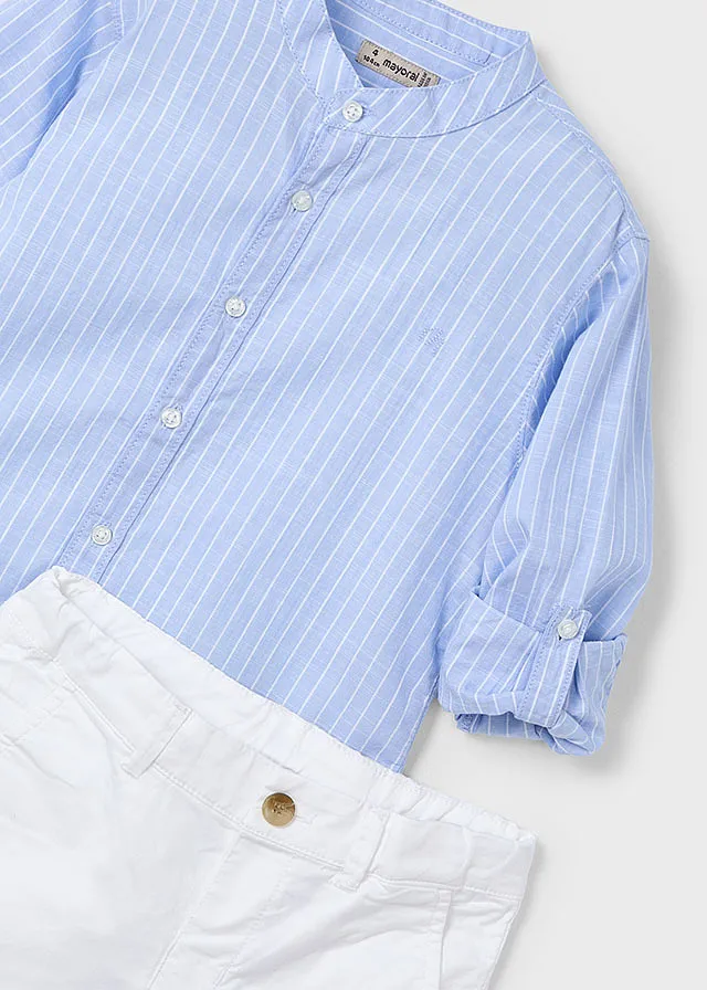 Conjunto bermuda camisa manga larga c/mao