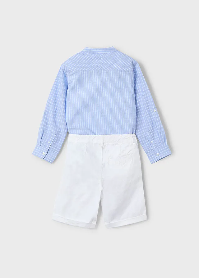 Conjunto bermuda camisa manga larga c/mao