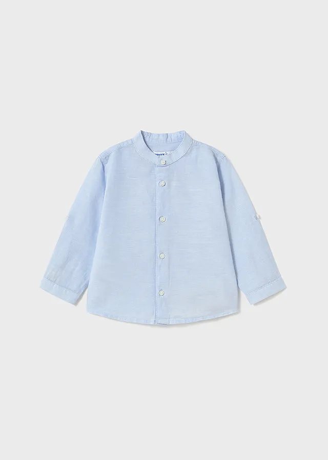 Camisa manga larga lino cuello mao