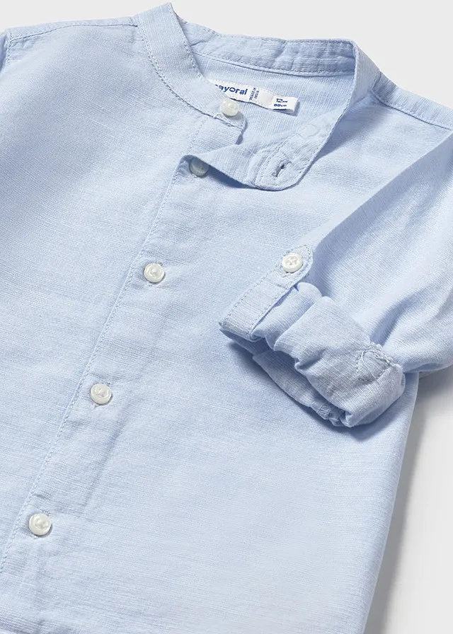 Camisa manga larga lino cuello mao