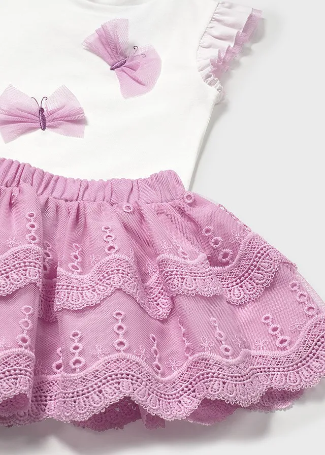 Conjunto falda tul bordado