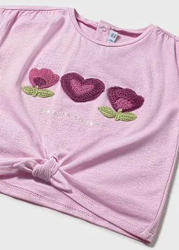 Franela m/c apliques crochet