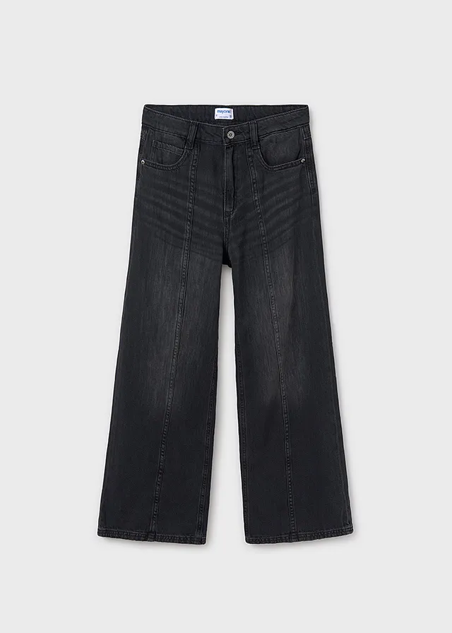Pantalon largo denim wide leg