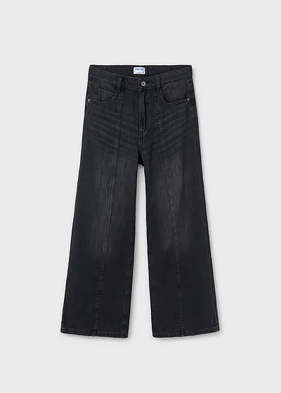 Pantalon largo denim wide leg