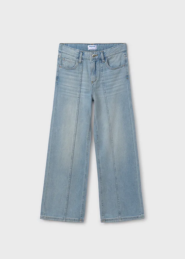 Pantalon largo denim wide leg