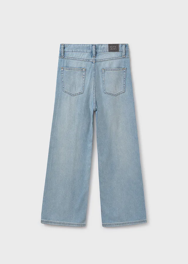 Pantalon largo denim wide leg