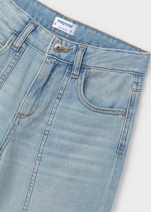 Pantalon largo denim wide leg