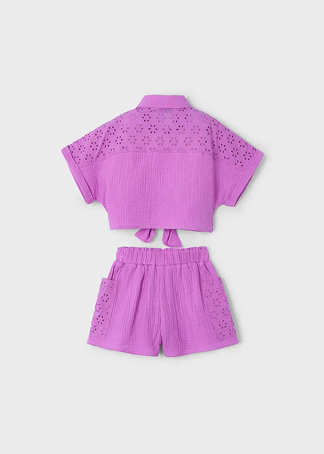 Conjunto short perforado