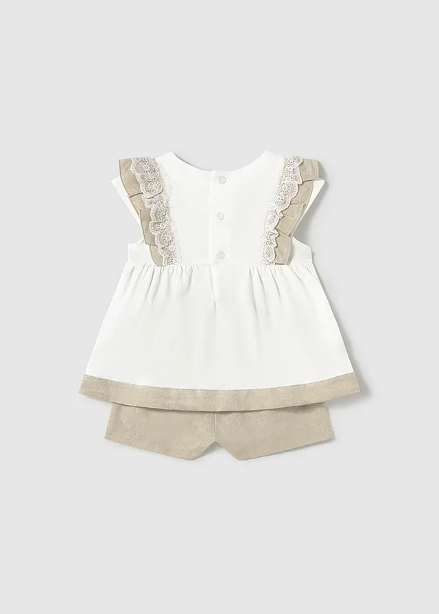 Conjunto bermuda combinado lino